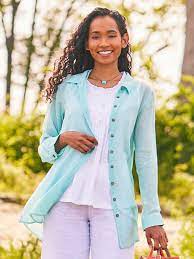 April Cornell Hazel Blouse-Pale Aqua