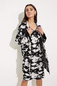 Emproved Printed Long Cardigan-Ivory/Black