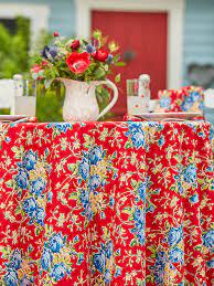 April Cornell Viola Rose Tablecloth-Red