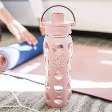 Lifefactory 12 Ounce/350ml Glass Water Bottle-Active Flip Cap