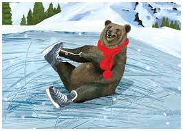 Allport Editions Holiday Card-Grizzly Skates