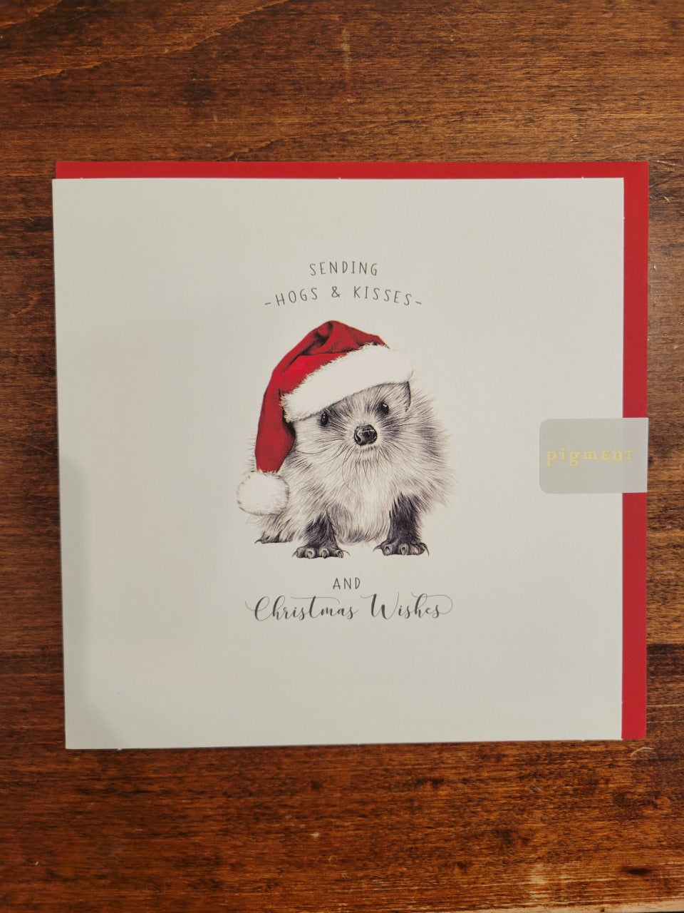 Pigment Productions Christmas Card-Hogs and Kisses