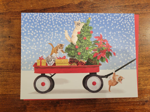 Allport Editions Christmas Card-Winter Wagon Kittens