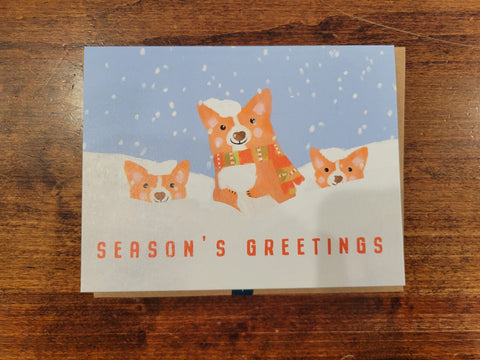 Halfpenny Postage Holiday Card-Corgi Greetings