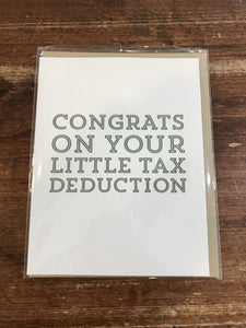 Tiramisu Paperie Baby Card-Tax Deduction