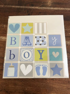 Think of Me Baby Card-Baby Boy Blocks