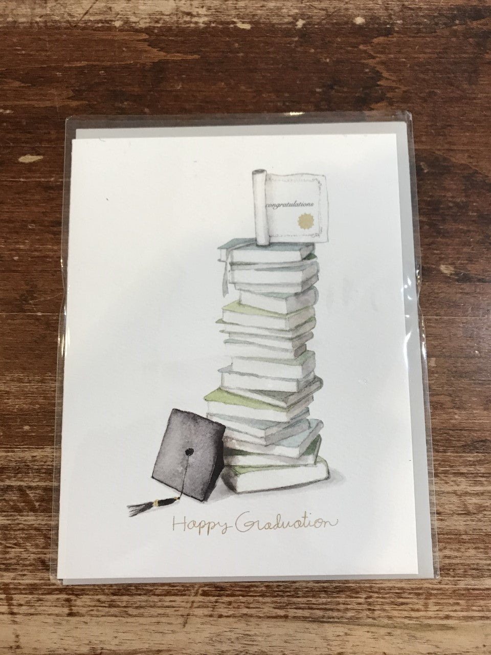 E. Frances Graduation Card-Grad Book Stack