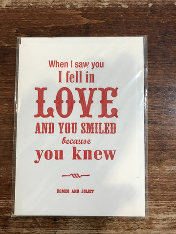 Archivist Letterpress Love Card-I Fell In Love