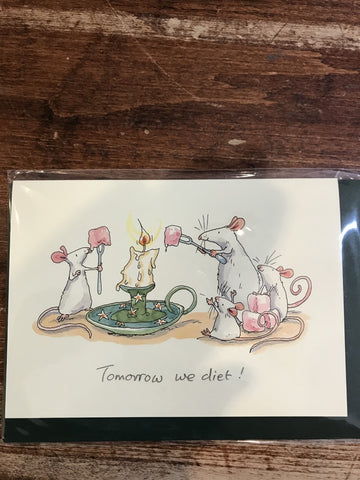 Two Bad Mice Blank Card-Tomorrow We Diet