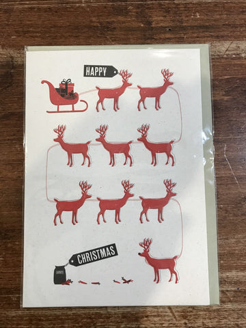 Velvet Olive Christmas Card-Red Reindeer