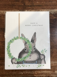 Dear Hancock Christmas Card-Bunny Making Wreath