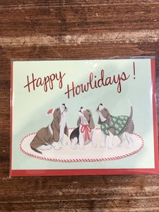 Halfpenny Postage Holiday Card-Howling Beagles