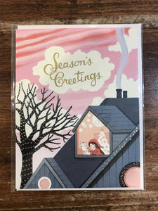 Joojoo Paper Holiday Card-Window Girl Greetings