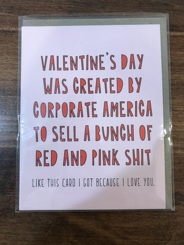 Near Modern Disaster Valentine's Day Card-Red and Pink Shit