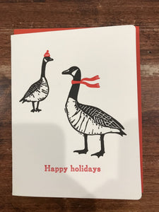 Dogwood Letterpress Holiday Card-Happy Holiday Geese