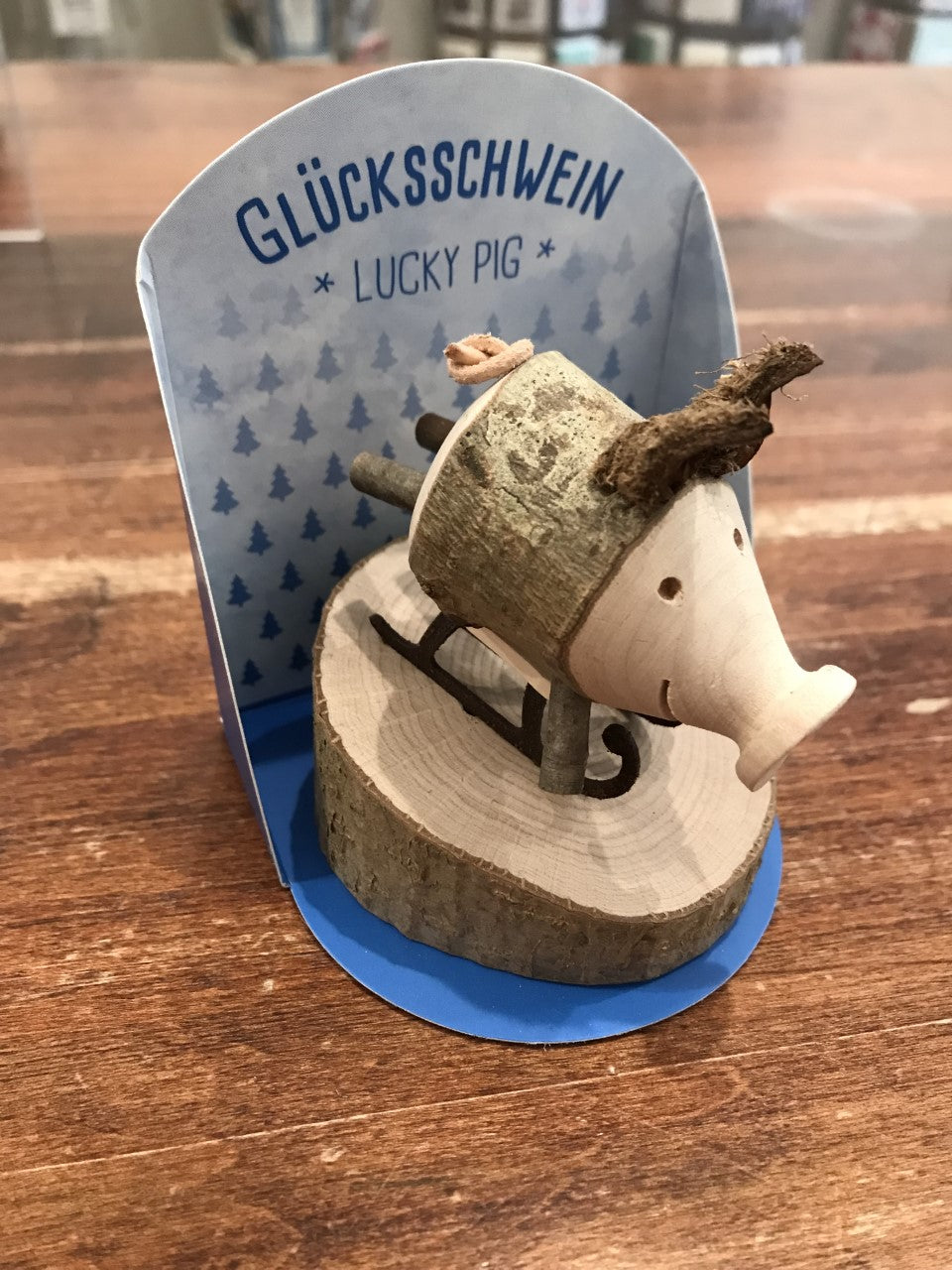 Waldfabrik Lucky Piglet Decoration-Borstel Sledge Rider