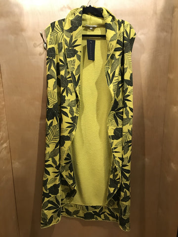 Bryn Walker Long Wrap Vest-Leaves Print Bamboo Fleece