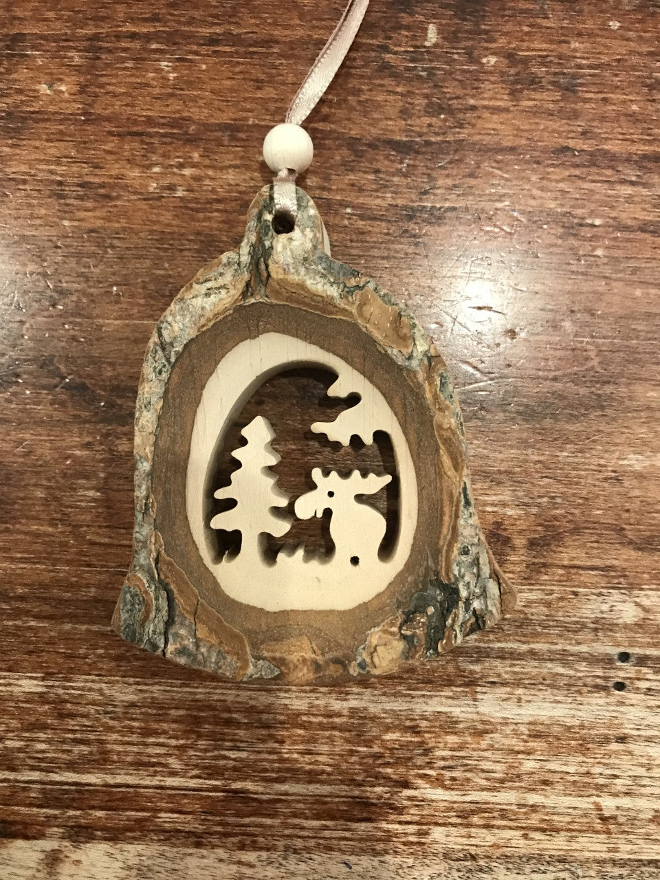 Waldfabrik Wooden Ornament-Bell Moose