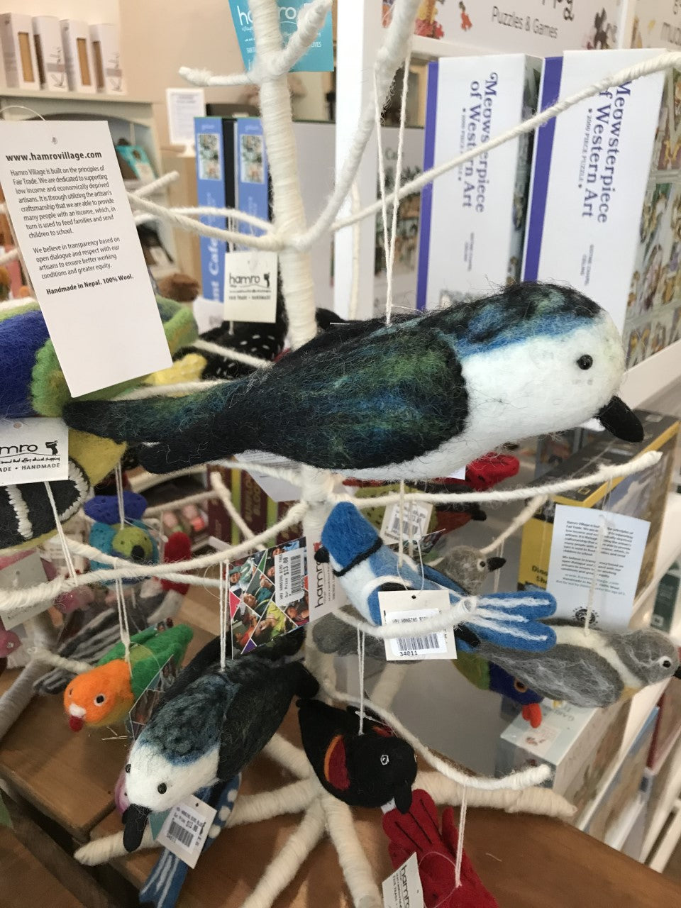 Hamro Village Felted Hanging Bird-Tree Swallow